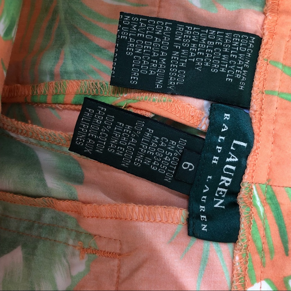 Lauren Ralph Lauren Orange Tropical Floral Pants 6 - Picture 6 of 8